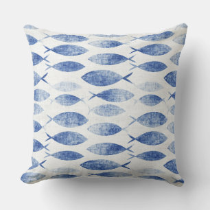 Coastal Blue Fish Pillow