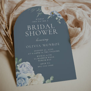 Coastal Blue Floral Bridal Shower Invitation