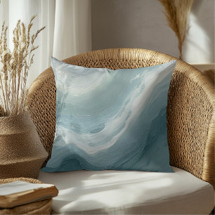 Coastal Blue Green White Ocean Beach Waves Design Cushion