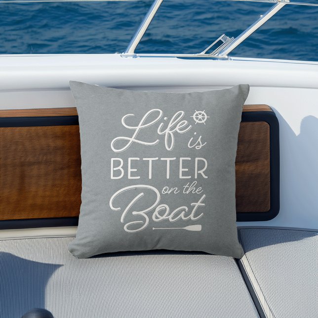 Coastal Blue-Grey Life Is Better On The Boat Cushion (Creator Uploaded)