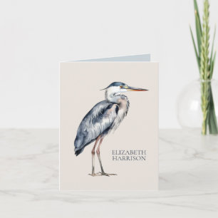 Coastal Blue Heron Bird Personalized Note Card