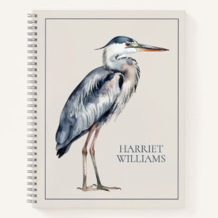 Coastal Blue Heron Bird Personalized Notebook