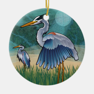 Coastal Blue Herons Ceramic Ornament