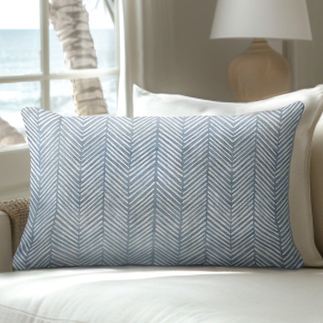 Coastal Blue Line Pattern Lumbar Pillow (Creator Uploaded)