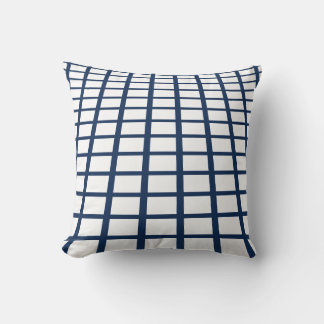 Coastal Blue Linear Geometric Perspective Drawing Cushion