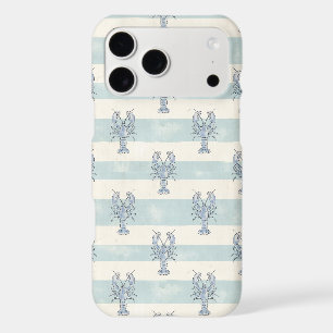 Coastal Blue Lobster Nautical Stripes Pattern