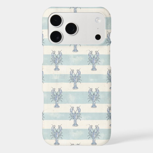 Coastal Blue Lobster Nautical Stripes Pattern (Back)