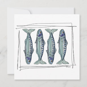 Coastal Blue Mackerel Seamless Ocean Fish Pattern Invitation