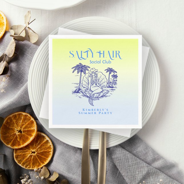 Coastal Blue Mermaid Cowgirl Summer Party Napkin (Creator Uploaded)