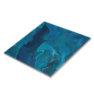 Coastal blue navy teal fluid gradient modern ceramic tile