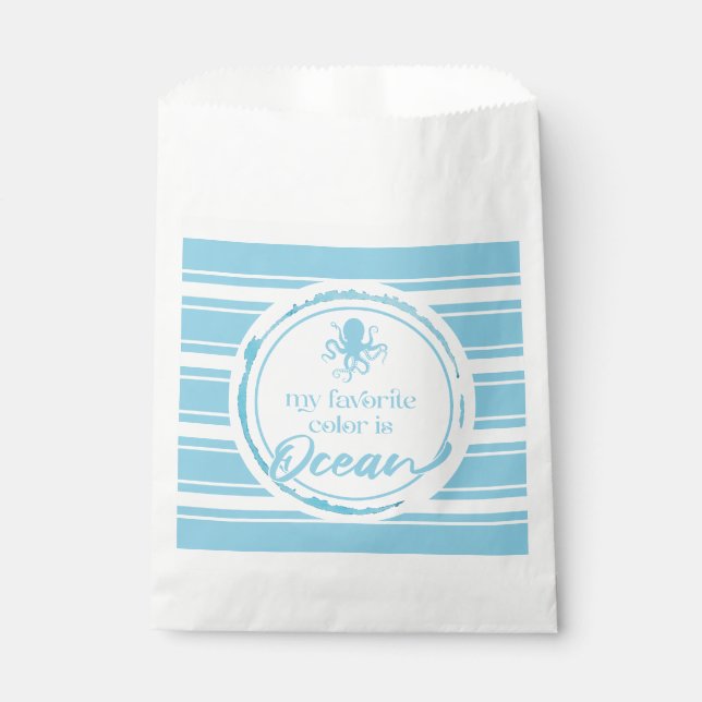 Coastal Blue Octopus Favour Bag (Front)