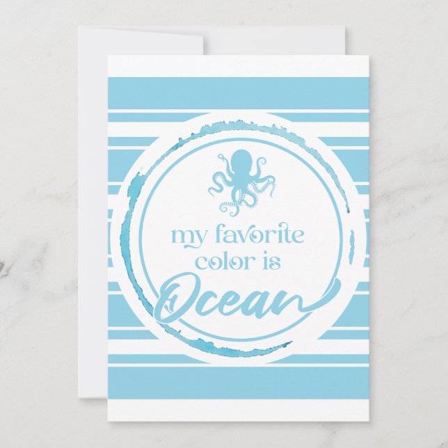 Coastal Blue Octopus Invitation (Front)