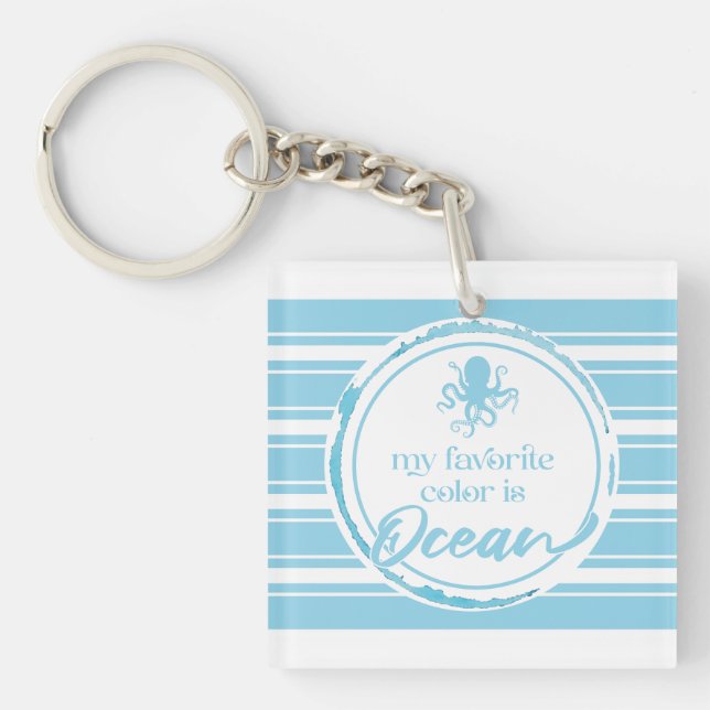 Coastal Blue Octopus Key Ring (Front)