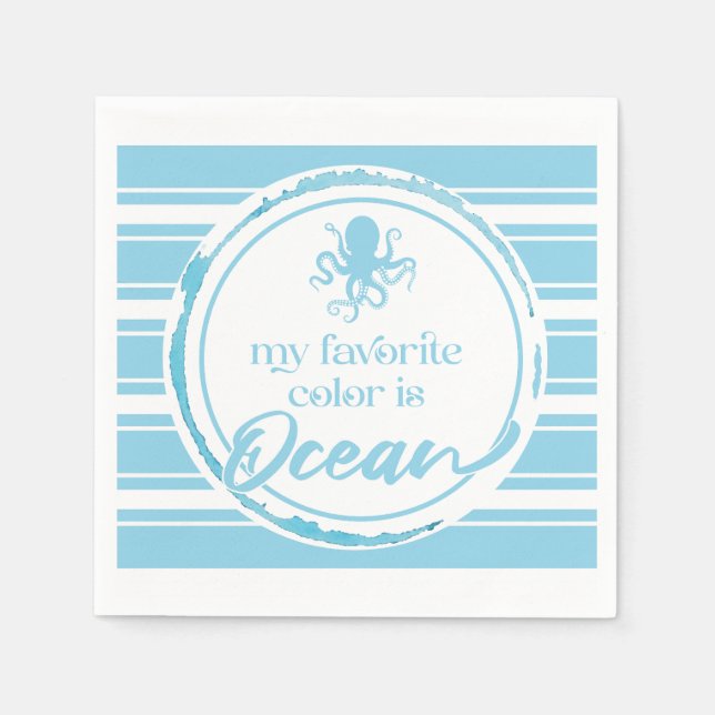 Coastal Blue Octopus Napkin (Front)