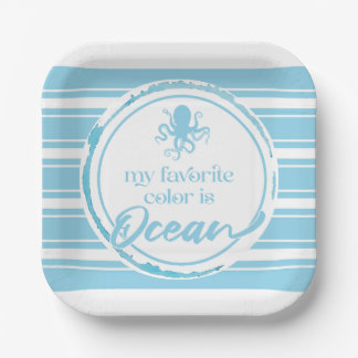 Coastal Blue Octopus Paper Plate