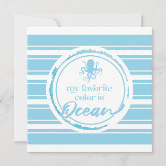 Coastal Blue Octopus Thank You Card