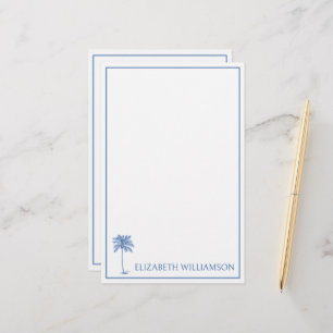Coastal Blue Palmetto Palm Tree Personalised Stationery