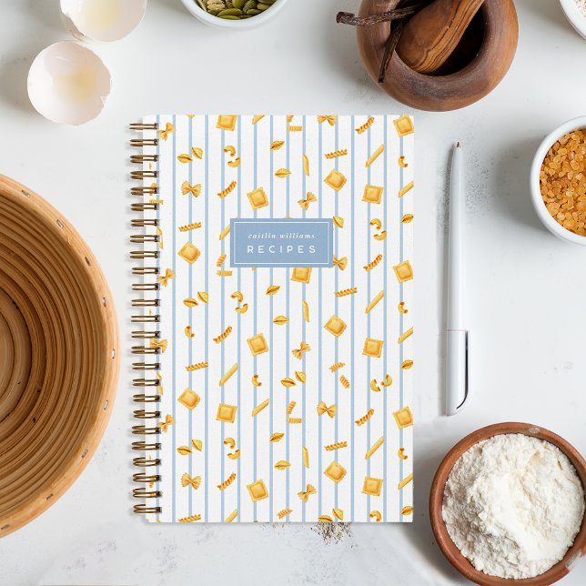 Coastal Blue | Pasta Shapes Personalized Recipe Notebook (Creator Uploaded)