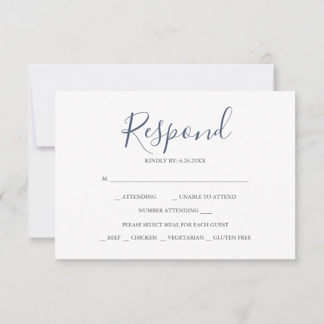 Coastal Blue Reply RSVP Cards (Front)