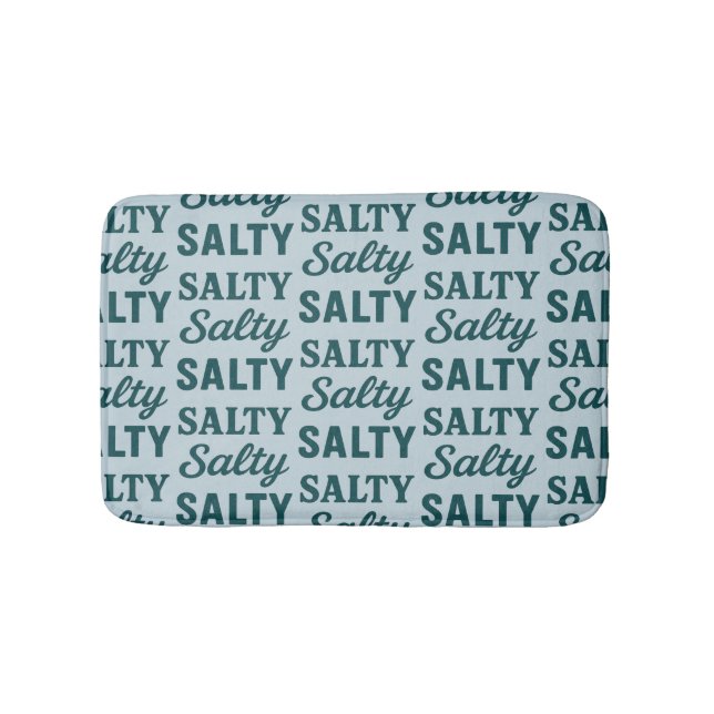 Coastal Blue Salty Life | Graphic Nautical Beach Bath Mat (Front)