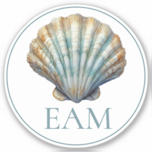 Coastal Blue Scallop Seashell Monogram