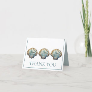 Coastal Blue Scallop Seashell Personalised Thank You Card