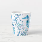 Coastal Blue Seahorse and Coral Watercolor