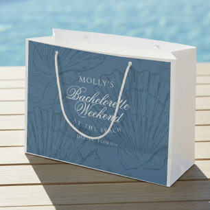 Coastal Blue Seashell Bachelorette Large Gift Bag
