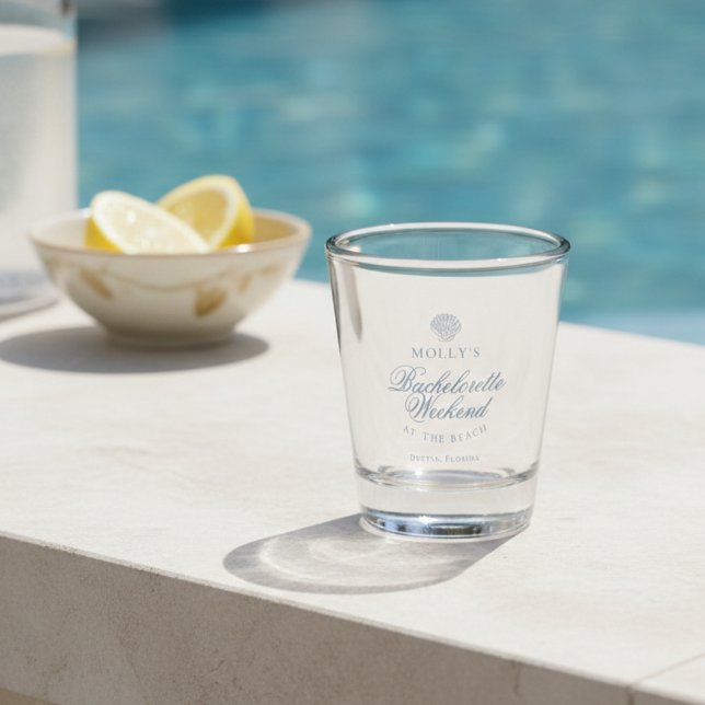 Coastal Blue Seashell Bachelorette Shot Glass (Coastal Blue Seashell Bachelorette Shot Glass)