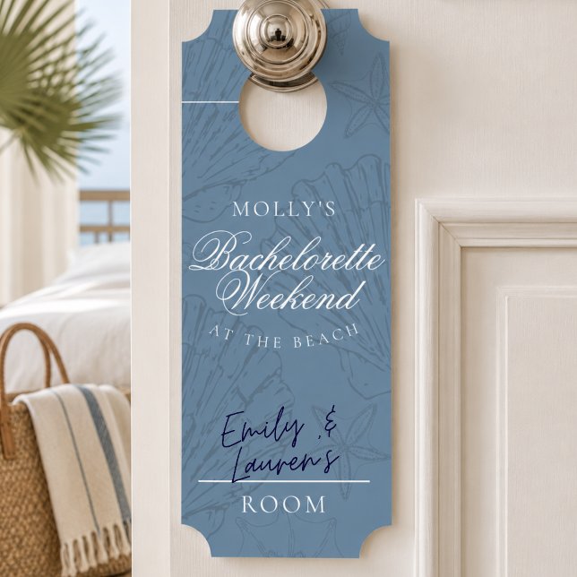 Coastal Blue Seashell Bachelorette Weekend Door Hanger (Coastal Blue Stripe Bachelorette Weekend Door Hanger
)