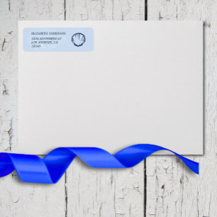 Coastal Blue Seashells Wedding Return Address Label