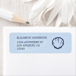 Coastal Blue Seashells Wedding Return Address Label