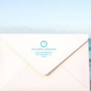 Coastal Blue Seashells Wedding Self-inking Stamp