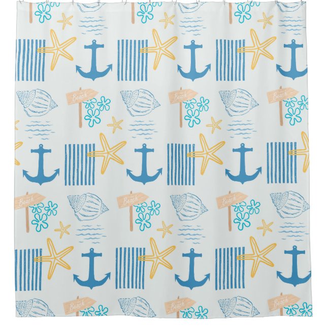 Coastal Blue Shower Curtain (Front)