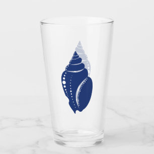 Coastal Blue Spiral Seashell Glass