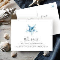 Coastal Blue Starfish New Home Moving Announcement