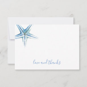Coastal Blue Starfish Watercolor Thank You Card