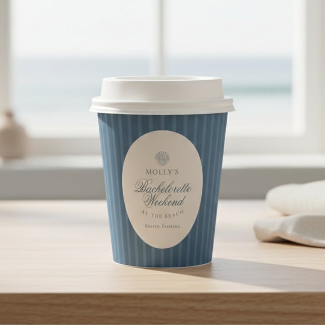 Coastal Blue Stripe Bachelorette Paper Cups (Coastal Blue Stripe Bachelorette Paper Cups)