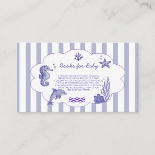 Coastal Blue Striped Books for Baby Shower  Enclosure Card