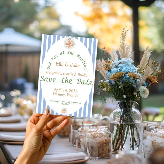 Coastal Blue Stripes Save the Date (Creator Uploaded)