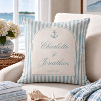 Coastal Blue Ticking Stripe Custom Couple Names