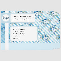 Coastal Blue Watercolor Floral & Stripes Custom