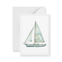 Coastal Blue Watercolor Sailboat Personalised
