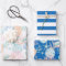 Coastal Blue Watercolor Seashell & Sripe Pattern