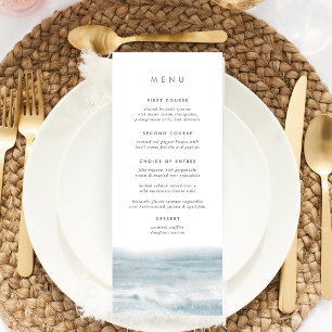 Coastal Blue Watercolor Wedding  Menu