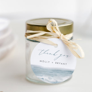 Coastal Blue Watercolor Wedding Thank You Favour Tags