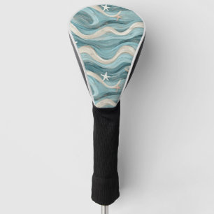 Coastal Blue Wave Cream Sand Starfish Golf Head Cover