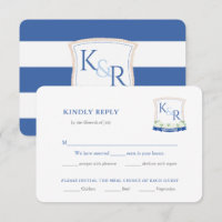 Coastal Blue Wedding Crest Meal Choice RSVP