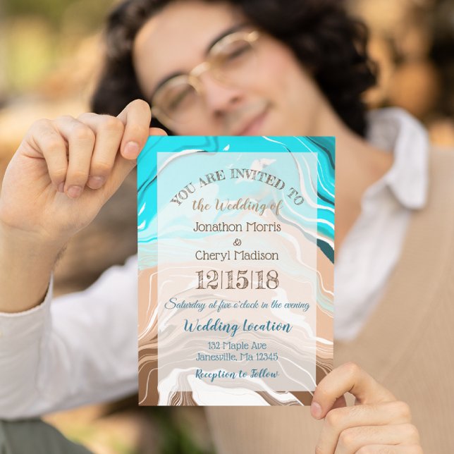 Coastal Blue Wedding Invitation (Creator Uploaded)