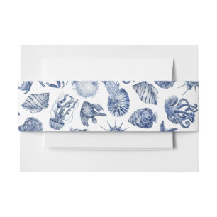 Coastal Blue Wedding Invitation Belly Band